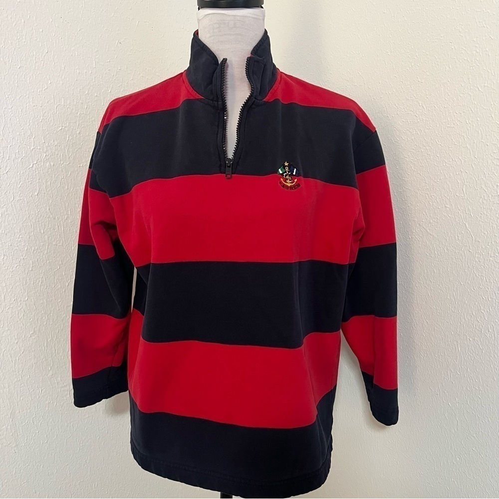 VTG Lauren Ralph Lauren Petite Medium Anchor Crest 1/4 Zip Sailing Nautical